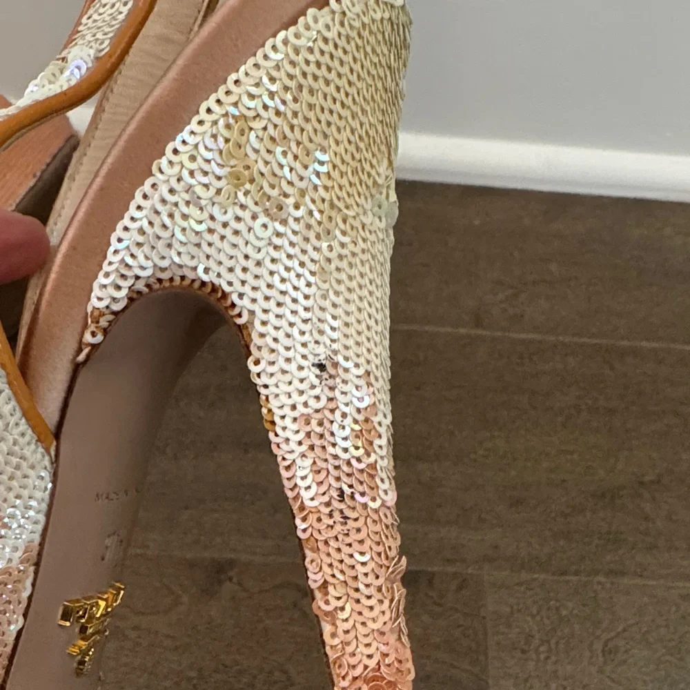 💖Prada Sequin Paillete Peep-Toe Slingback Heels - Picture 10 of 11